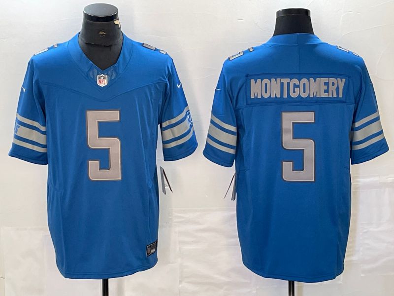 Men Detroit Lions #5 Montgomery Blue Nike Vapor F.U.S.E. Limited NFL Jerseys->detroit lions->NFL Jersey